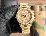 Rolex Daytona 4130 Movement 42mm Gold Oyster Band Diamond Bezel Watch